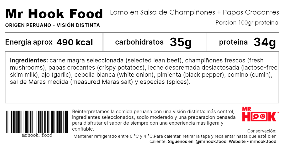 Lomo en Salsa de Champiñones + Papas Crocantes (Lean Beef in Creamy Mushroom Sauce + Crispy Potatoes)