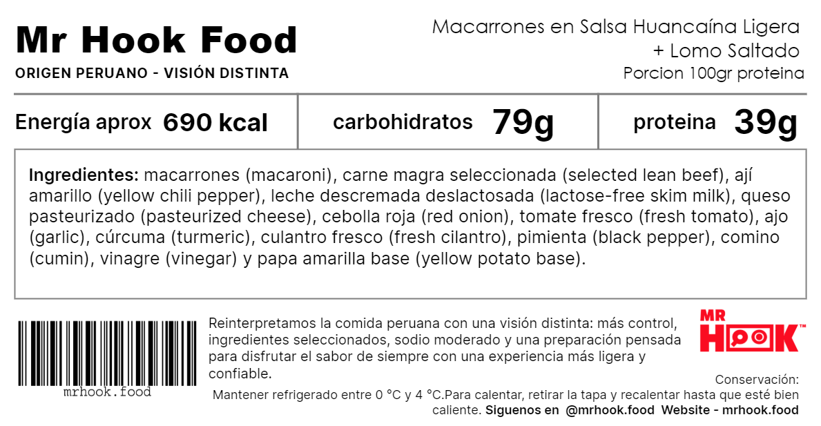 Macarrones en Salsa Huancaína Ligera + Lomo Saltado (Macaroni in Light Huancaína Sauce + Peruvian Stir-Fried Beef)